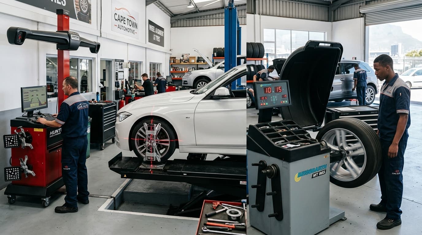Wheel alignment and wheel balancing equipment in a professional Cape Town workshop - Speedline Mags